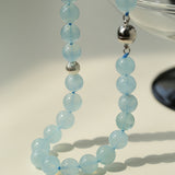 Aquamarine Beaded Necklace with Magnetic Clasp