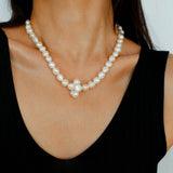 Pearl Loop-Wrapped Grey Necklace