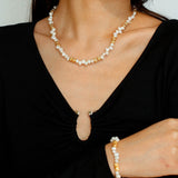 Golden Bean Staggered Pearl Necklace