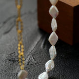 Diamond-Shaped Baroque Pearl Chain Necklace