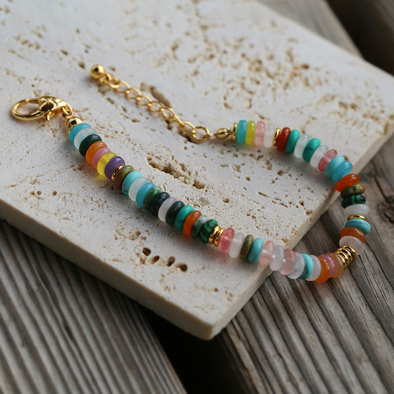 Rainbow Beaded Natural Stone Bracelet