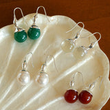 Red Agate Green Agate White Crystal Pearl Ear Hook