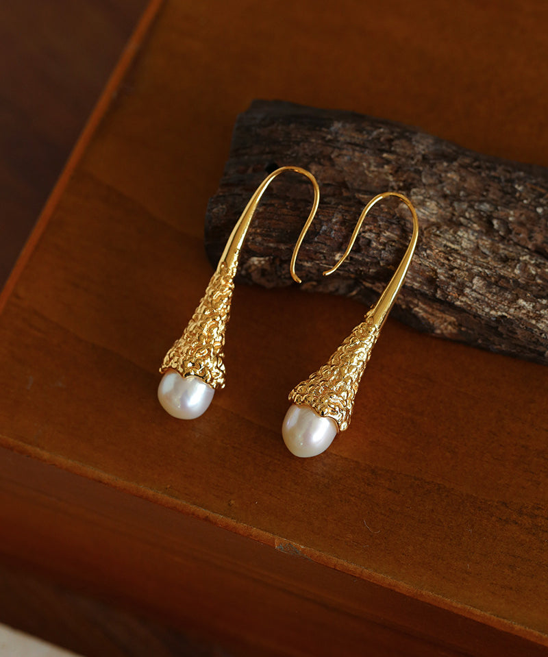 Niche Drop-shaped Agate Texture Ear Hook Earrings