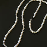 Fashion Freshwater Pearl Long Silver Necklace