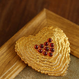 Antique Style Fashion Heart Red Agate Brooch