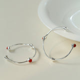 Fashion Tiger Eye Red Agate Hoop Earrings