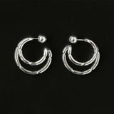 Simple Double-layer Bamboo C Shape Earrings