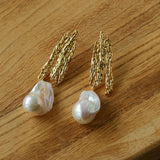 French Style Lava Baroque Pearls Earrings