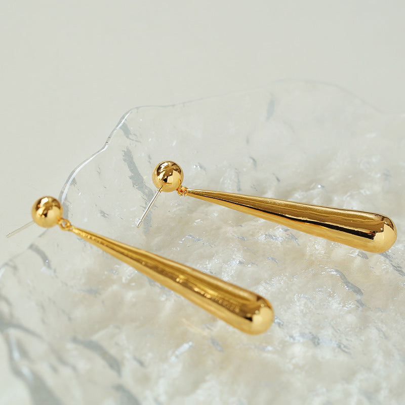 Boucles d'oreilles longues en forme de goutte d'eau en métal géométrique 