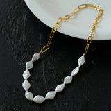 Diamond-Shaped Baroque Pearl Chain Necklace