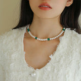 New Chinese-style Green Agate Pearl Necklace