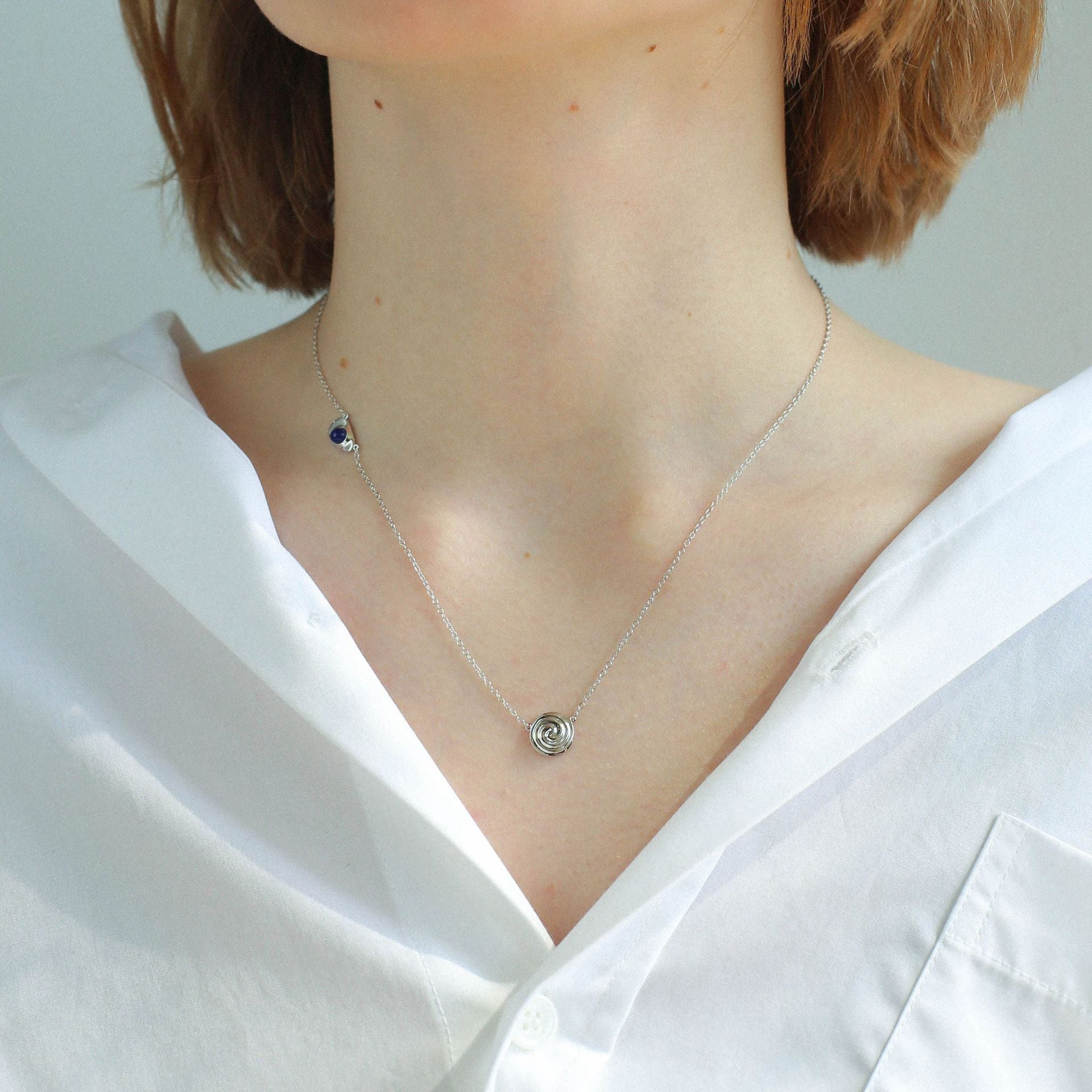 Collana in argento 925 con lapislazzuli pisello