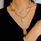 Golden Bean Staggered Pearl Necklace