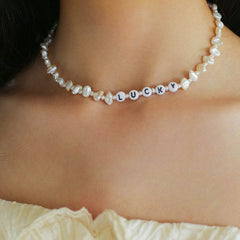 Baroque Pearl Braided Custom Letter Necklace