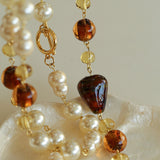 Byzantine Elegance Gourd Pearl Necklace Classic Light Luxury Sweater Chain