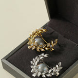 Wheat Spike Gray Mabe Pearl Brooch