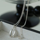 Minimalist Geometric Horseshoe Pendant Chain Necklace