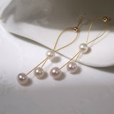 Gold Wire Pearl Earrings