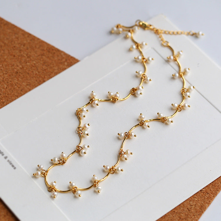 Gold Cherry Pearl Necklace