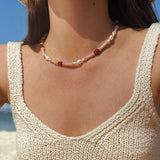 Pink Berry Summer Beaded Necklace