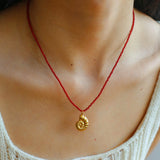 Mini Red Coral Beaded Necklace with Conch Pendant