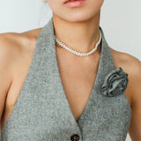 Handcrafted Woven Minimalist Lace Pearl Necklace