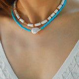 Collar de perlas barrocas de piedra de color azul