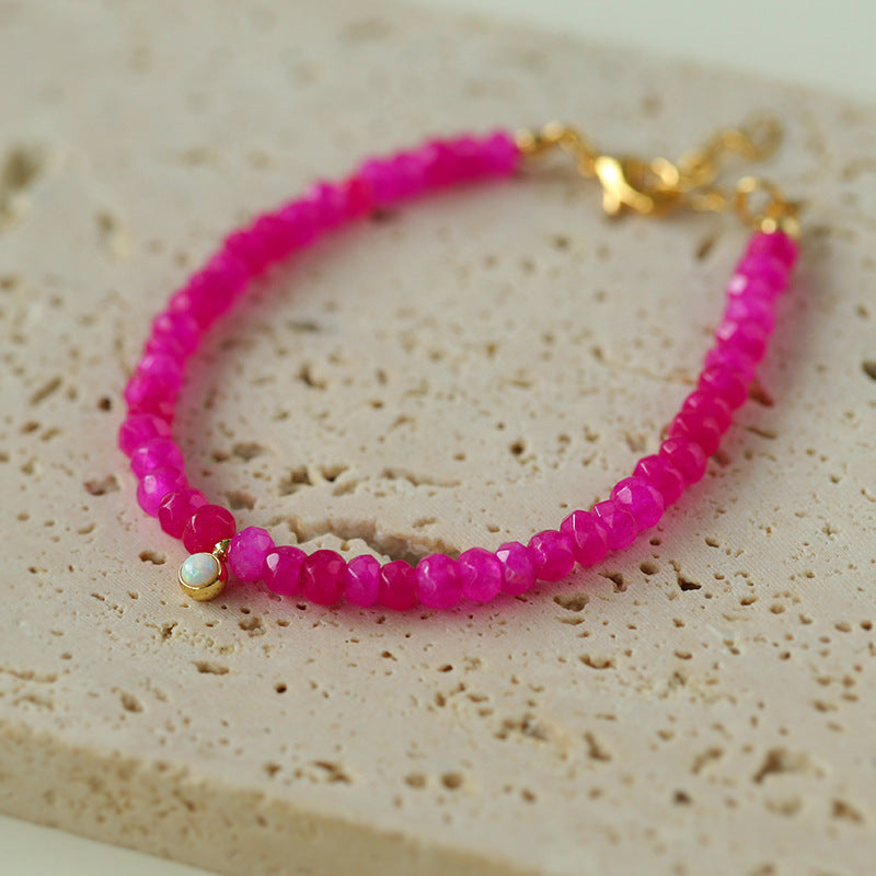 Enchanting Dragon Fruit Hued Opal Beads  Bracelet