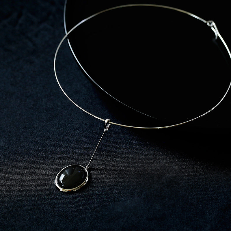 925 Silber Minimalistisches weißes Perlmutt-Anhänger-Halsband