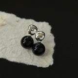 Black Agate and Tiger's Eye Drop Earrings