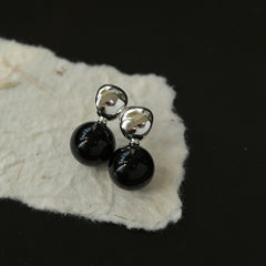 Black Agate and Tiger's Eye Drop Earrings