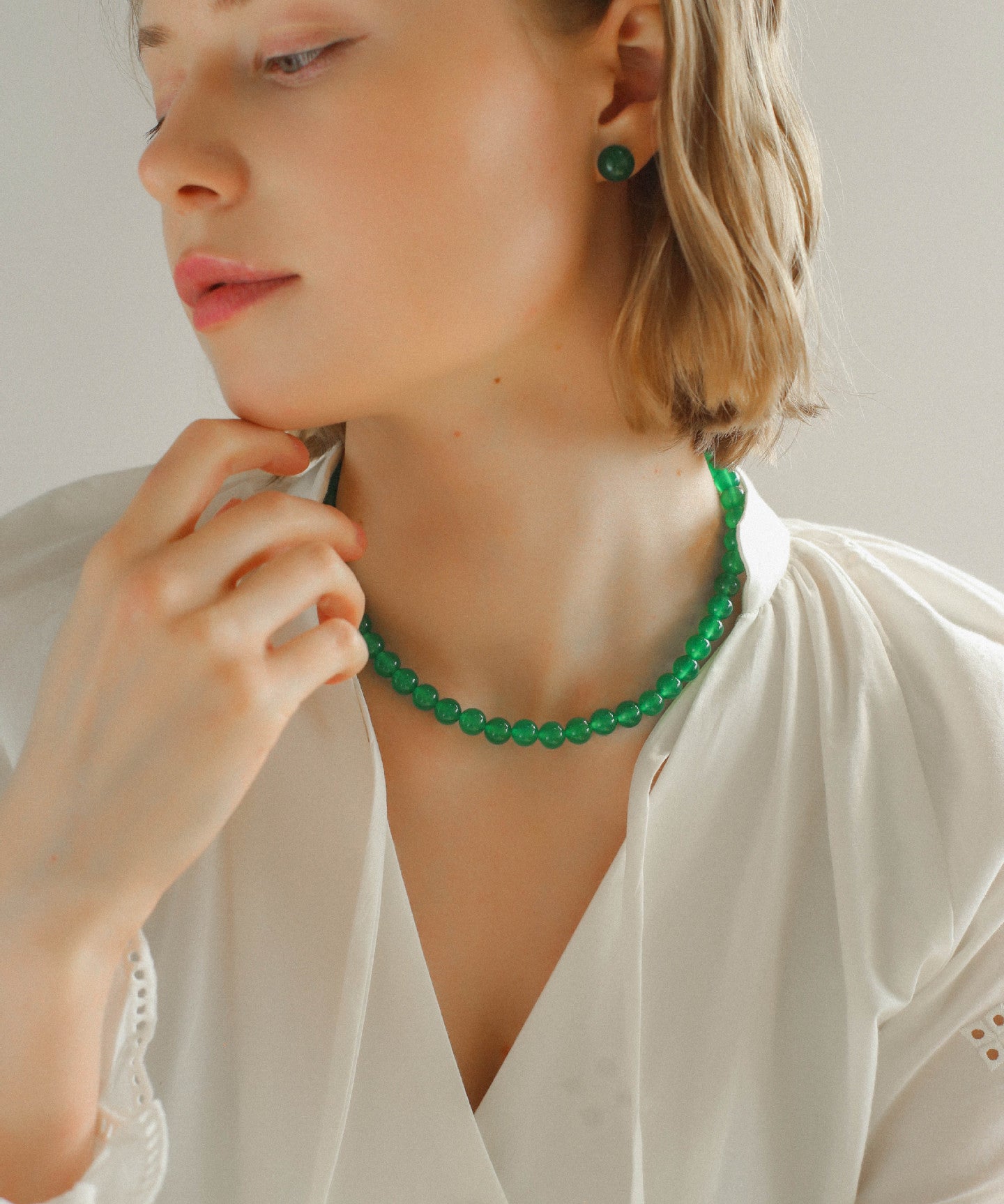 Collane con perline di onice verde da 3 mm/6 mm/8 mm/10 mm/12 mm