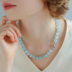 Aquamarine Beaded Necklace with Magnetic Clasp