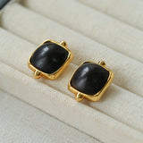 Square Ebony Geometric Stud Earrings