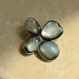 Exquisite Natural Black Mother-of-Pearl Lilac Flower Brooch