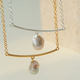 Versatile Curved Baroque Pearl Pendant Necklace