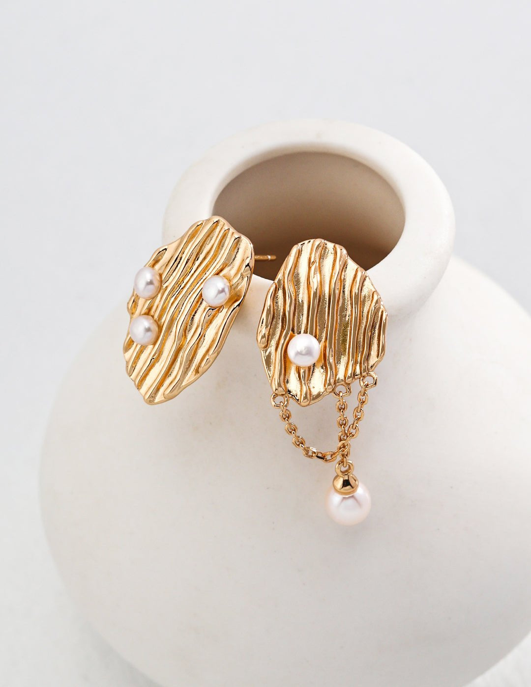 Abstract Design Pearl Tassel Drop Earrings - floysun