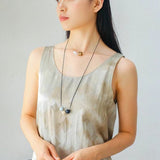 Agarwood Beads and White Crystal Choker - floysun