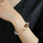 Agarwood Beads White Crystal Citrine Stretch Bracelet - floysun