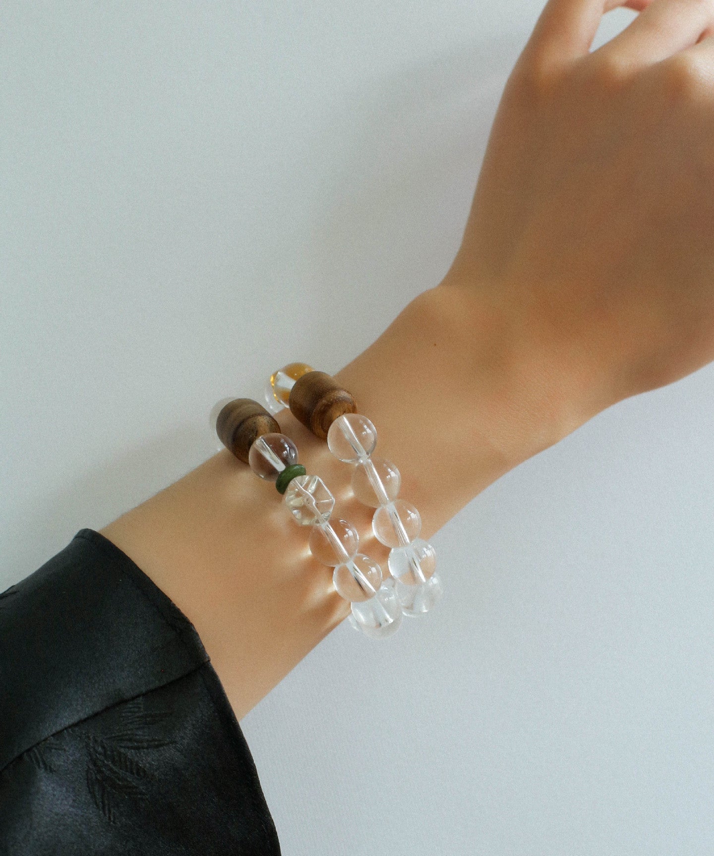 Agarwood Beads White Crystal Citrine Stretch Bracelet - floysun