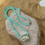 Amazonite Beaded Square Pendant Necklace - floysun