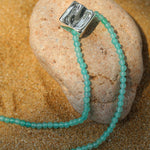 Amazonite Beaded Square Pendant Necklace - floysun