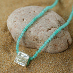 Amazonite Beaded Square Pendant Necklace - floysun