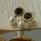 Ancient Greek Retro 925 Silver Coin Pearl Stud Earrings - Type H I - floysun