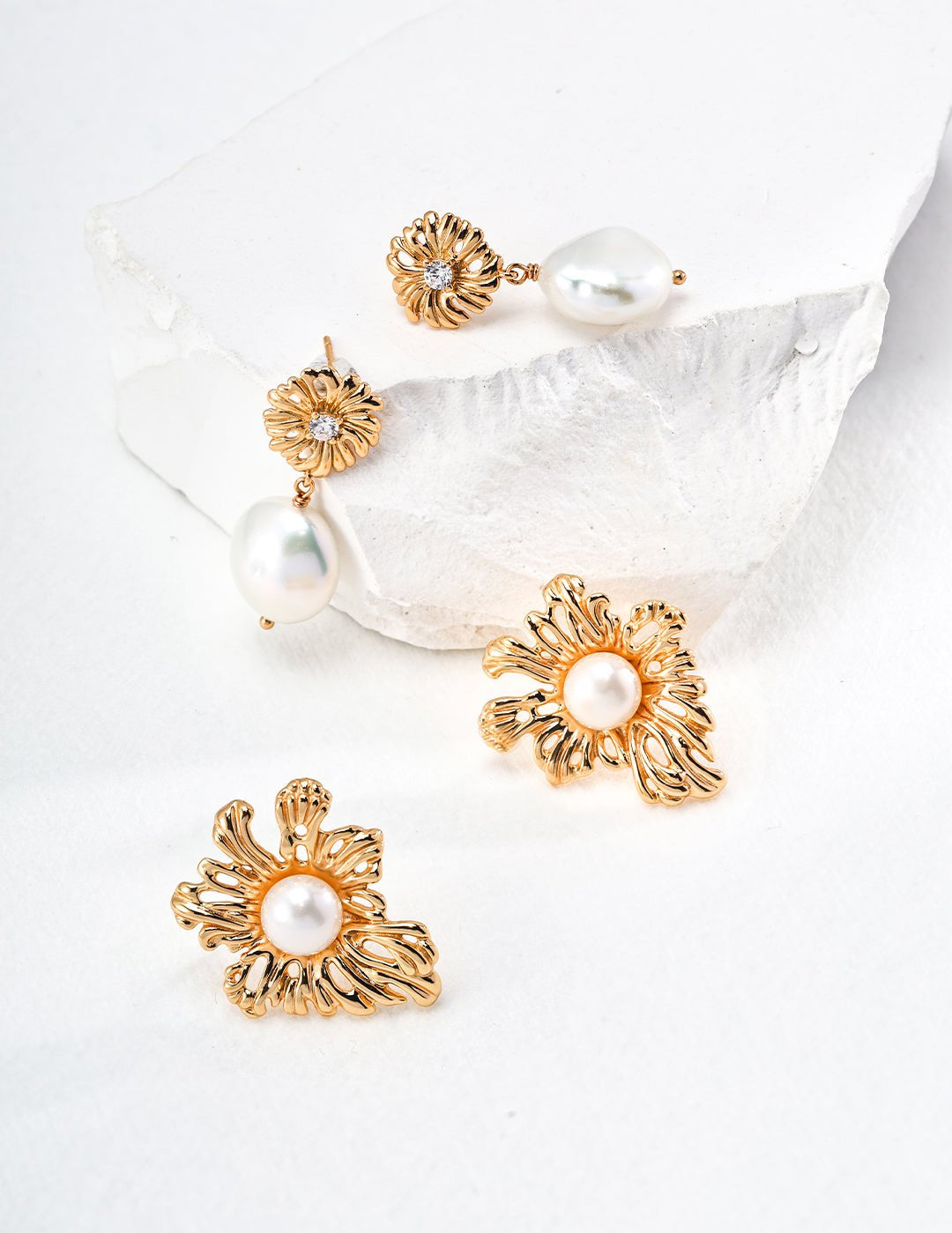 Antique Sunflower Pearl Drop Earrings - floysun