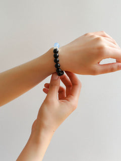 Aquamarine Black Onyx Color Block Silver Bracelet - floysun