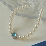 Aquamarine Oceanic Blue Sapphire and Pearl Bracelet - floysun