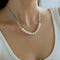 Aquamarine Smile Flat Round Pearl Beaded OT Necklace - floysun