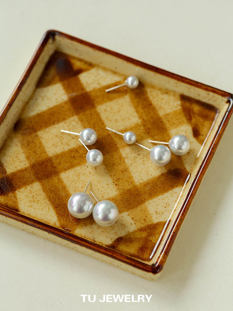 Artificial Australian White Pearl Stud Earrings - floysun