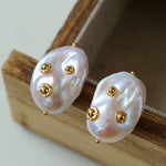 Artisanal Baroque Pearls Earrings - Gold - floysun